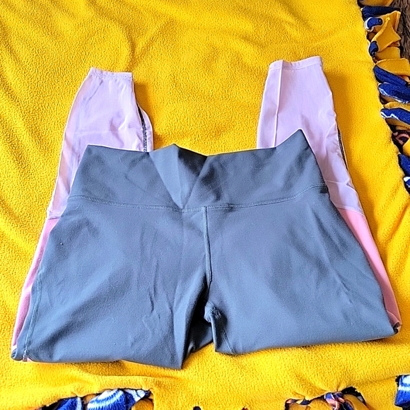 Fabletics Olive and Pink Mesh Leggings - Picture 4 of 4